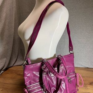 Coach Poppy Daisy Liquid Gloss Pocket Tote~rare Purple Berry
